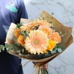 orange gerbera yellow roses flower bouquet