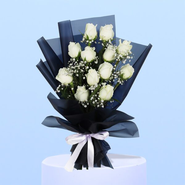 White Roses in Black Wrap