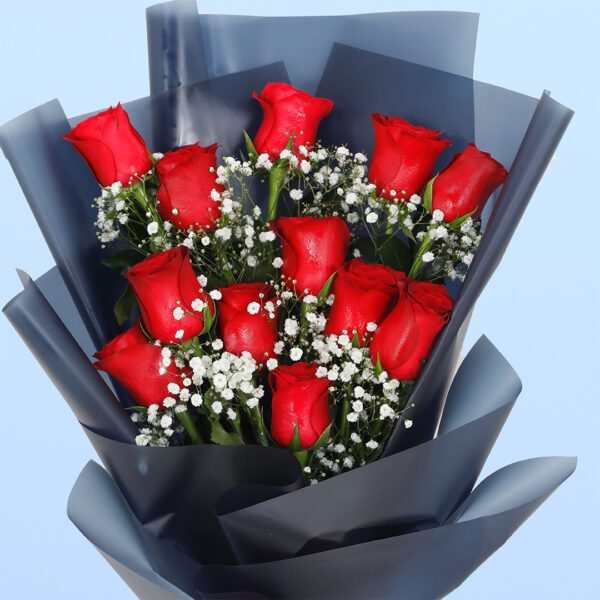 Red Roses in Black Wrap