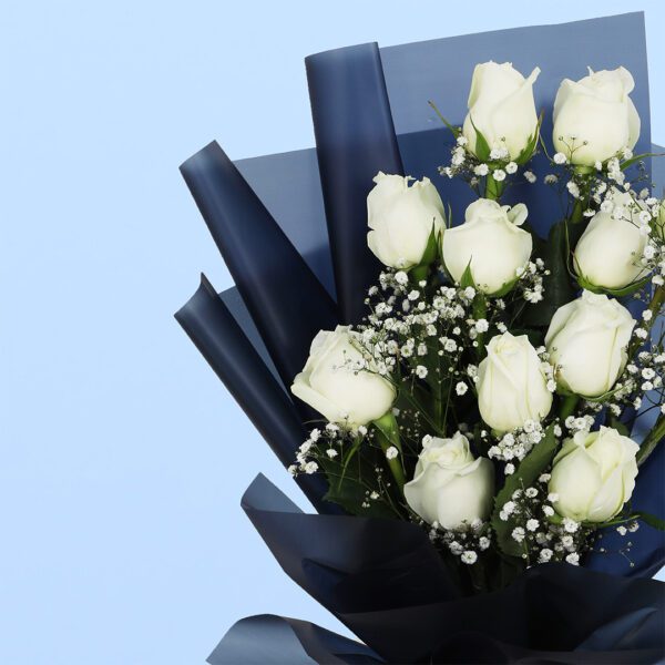 White Roses in Black Wrap