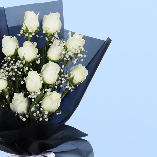 White Roses in Black Wrap